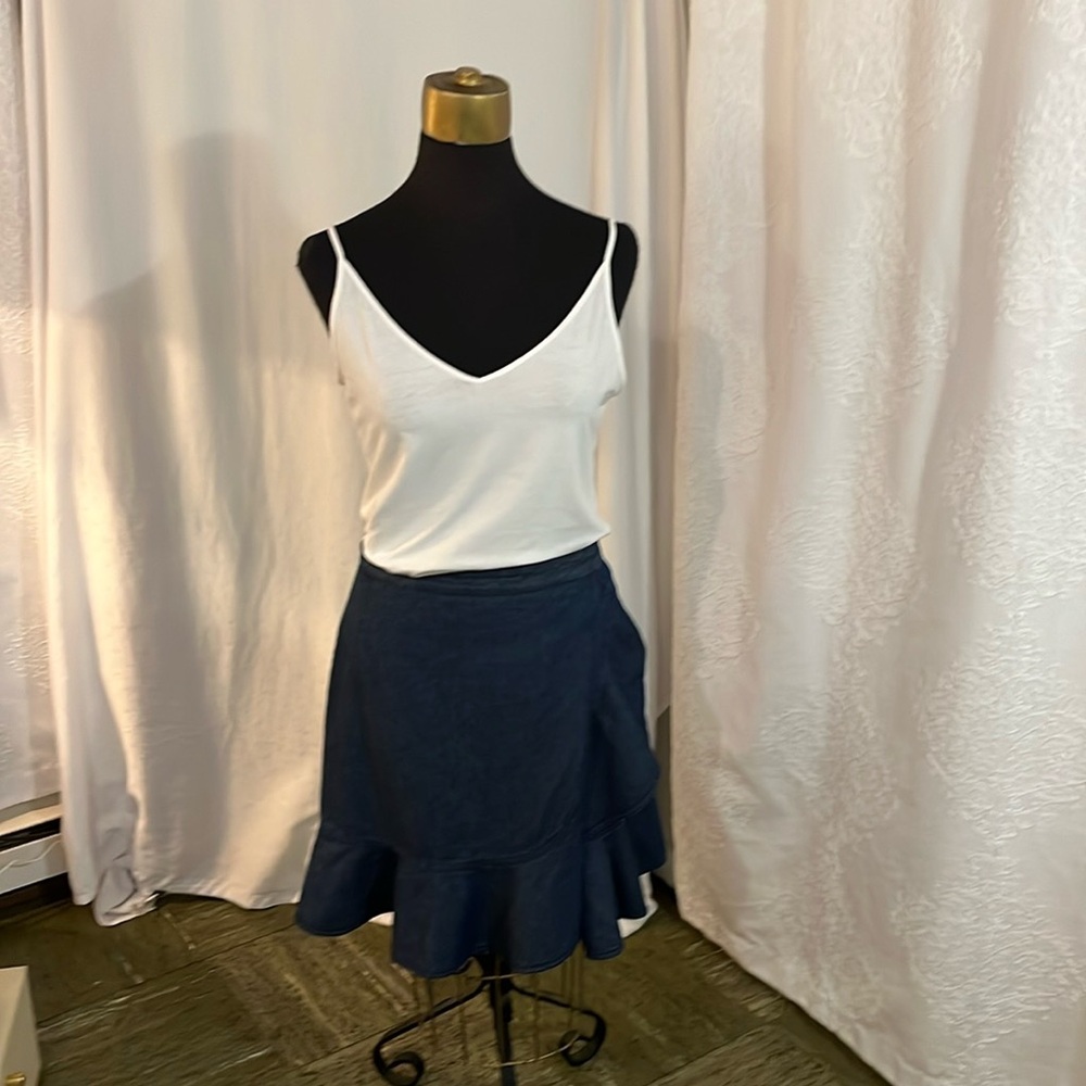 Draper James lightweight denim mini skirt.
